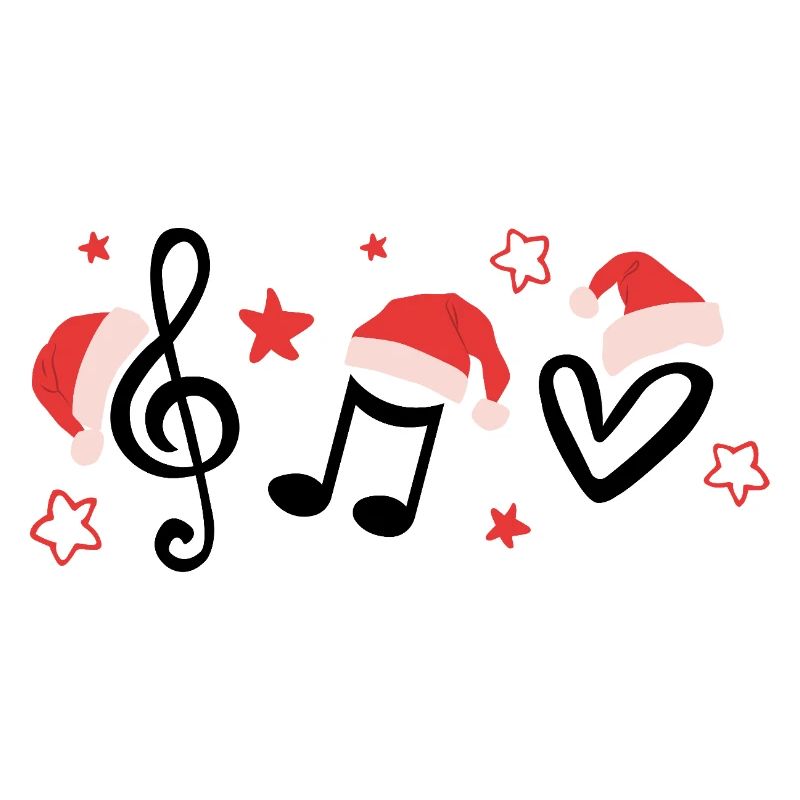 Funny Musical Notes with Santa Hats