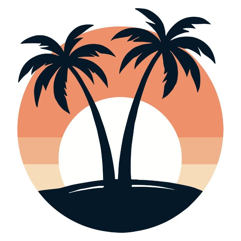 Retro Sunset Palm Trees Beach Vacation Tropical