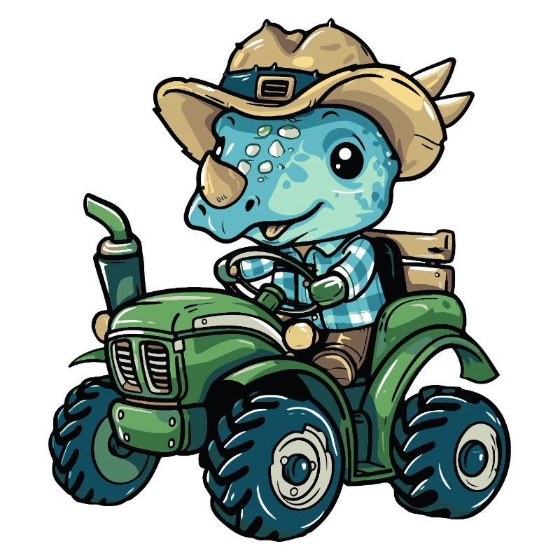 Dinosaurier triceratops Traktor Farmer