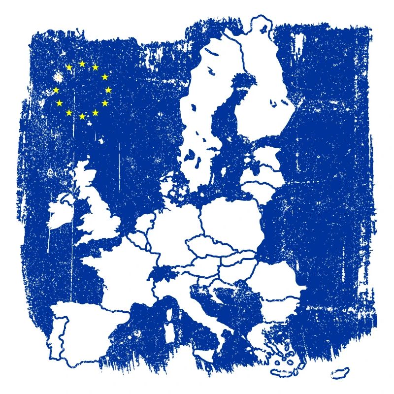 Blue Europe Map Silhouette