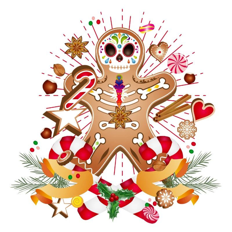 Gingerbread Man Sugar Skull Style for Christmas