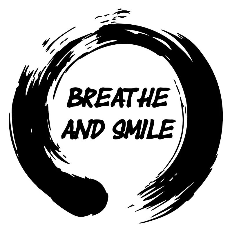 Enso zen circle with text 'breath and laugh'