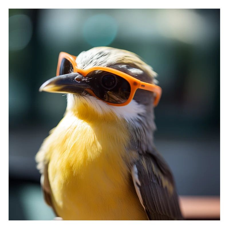 Vogel mit Orangen Sonnenbrillen