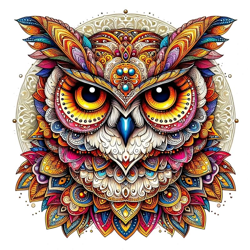 Owl decorated with Mandalas