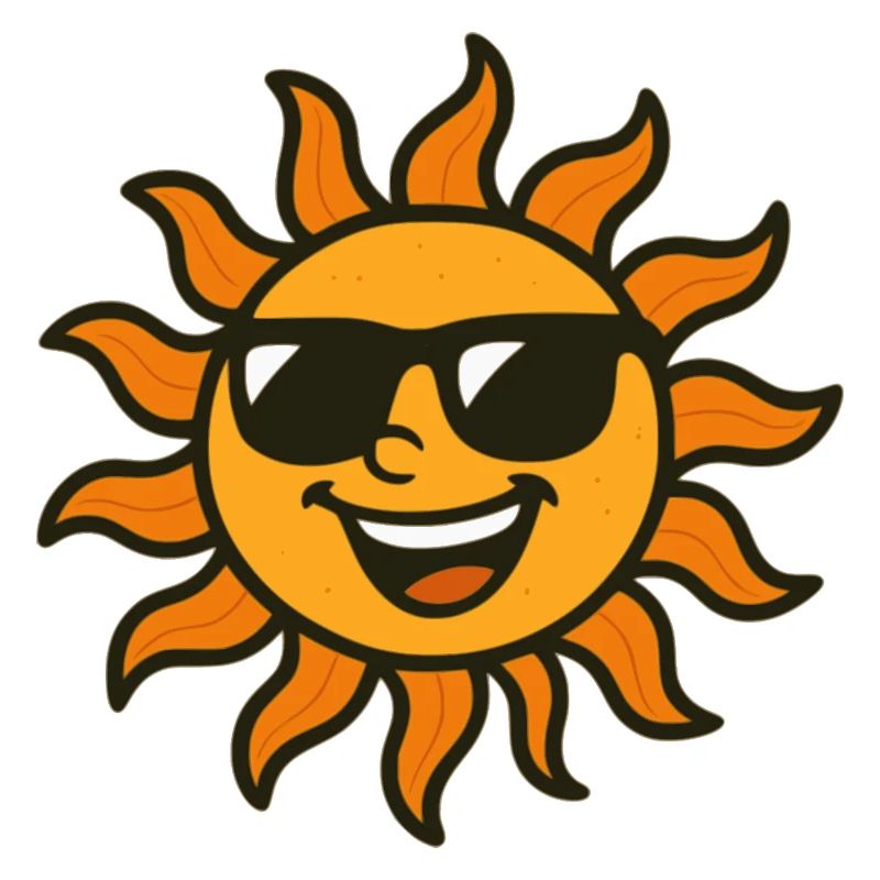 Sonne mit schwarzer Sonnenbrille