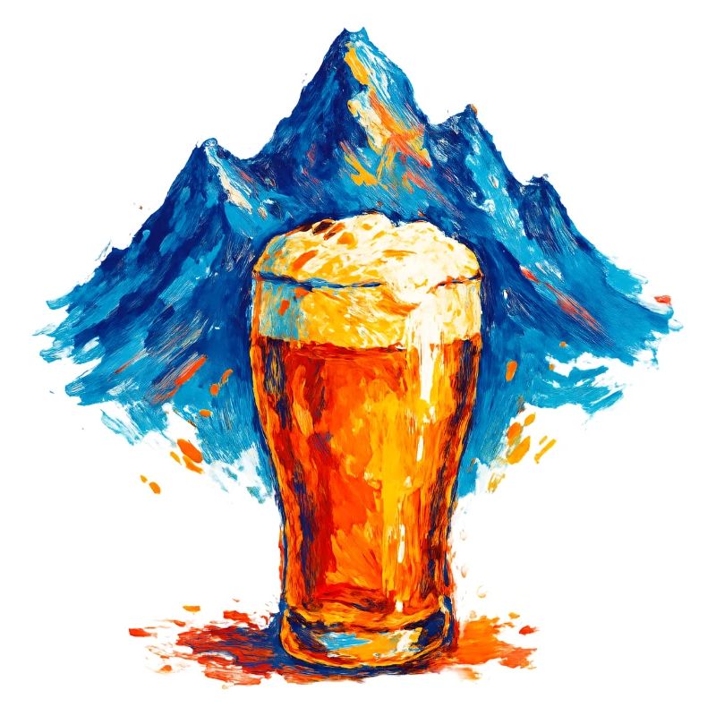 Bergkulisse mit Bierglas