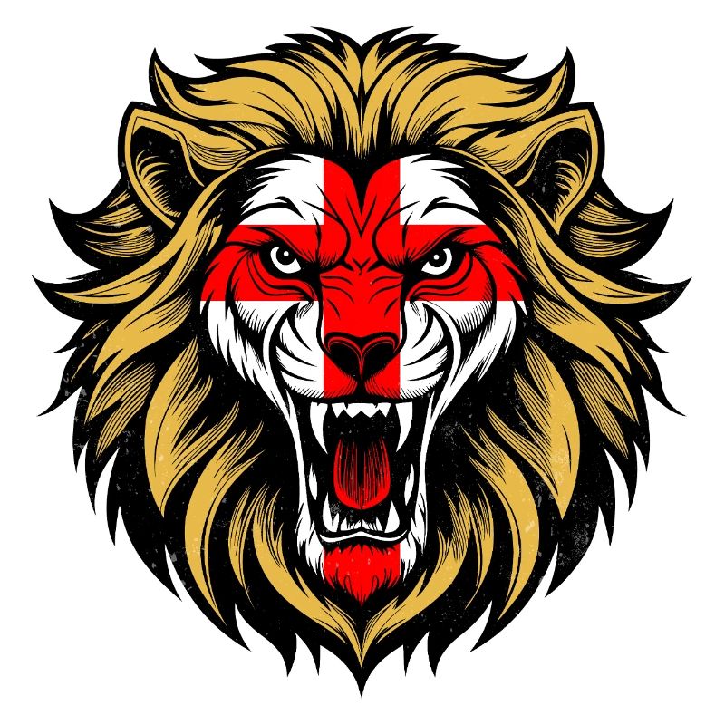 Angleterre George Croix Drapeau Féroce Lion Face Design