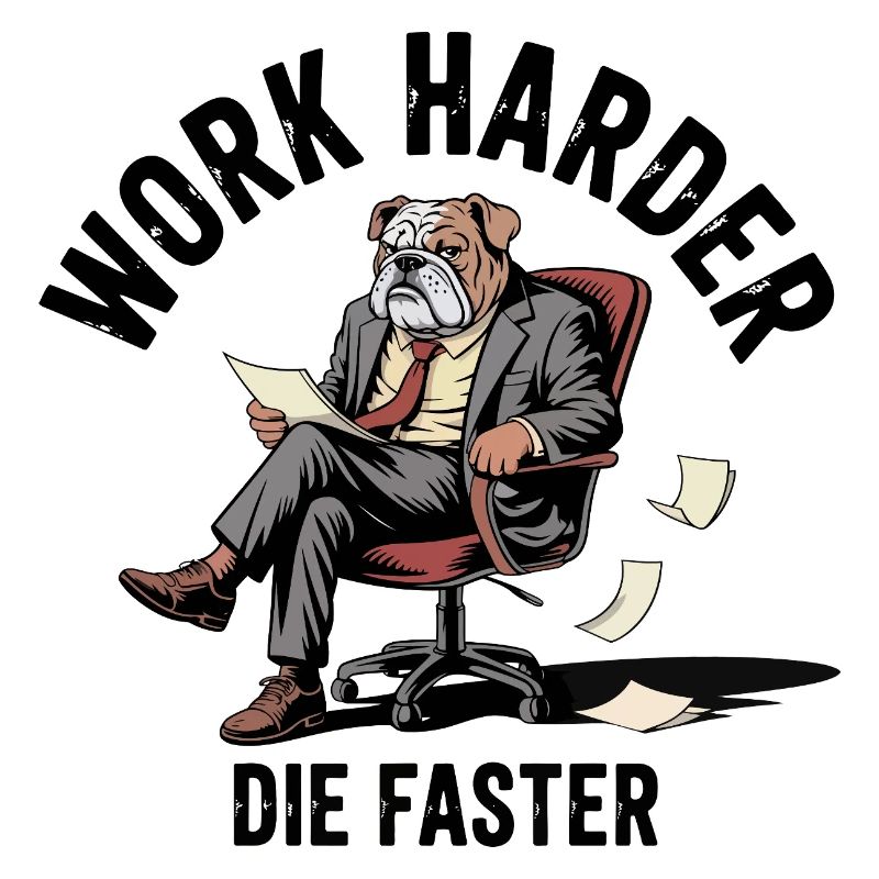 Bulldog Work Hard Satire