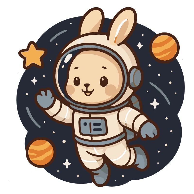 Space bunny in astronaut suit
