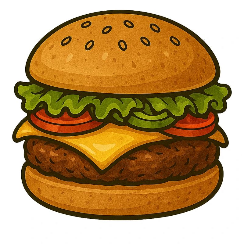 Expressive burger design with green accents