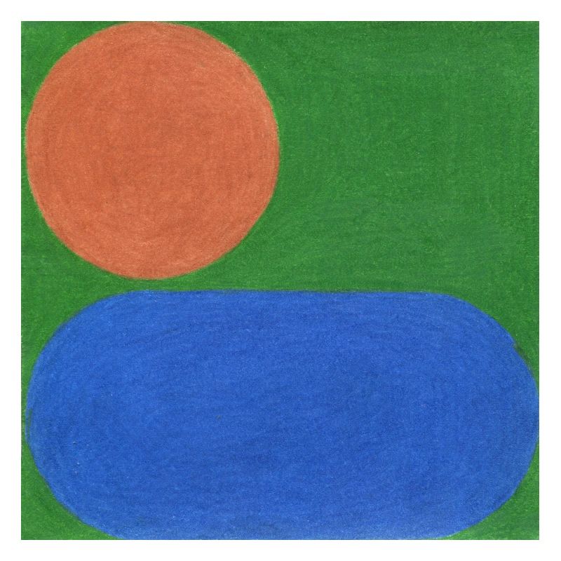 Cercle orange et rectangle bleu