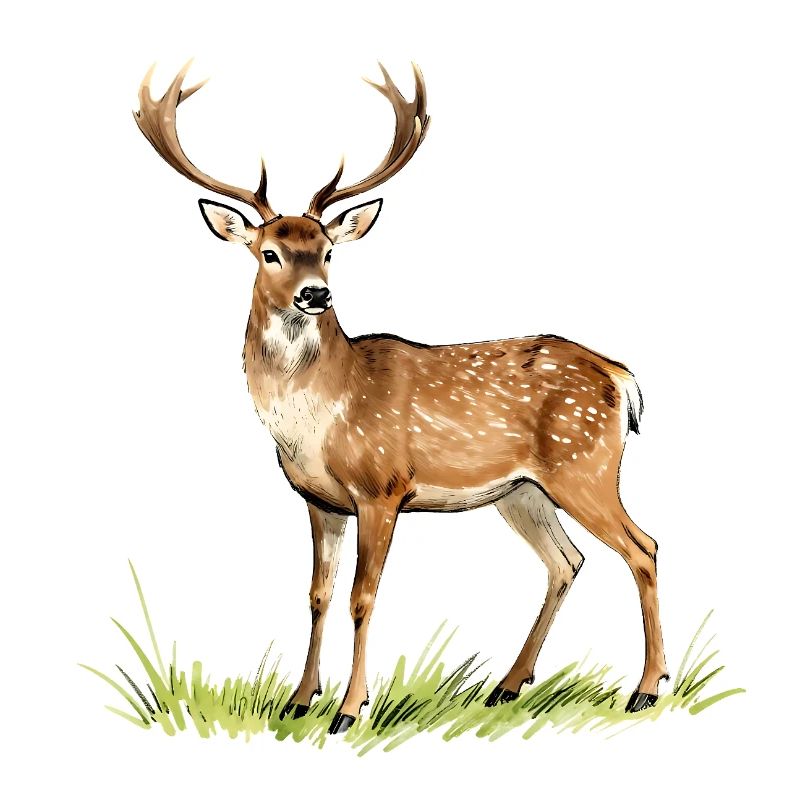 Wald-Aquarellhirsch