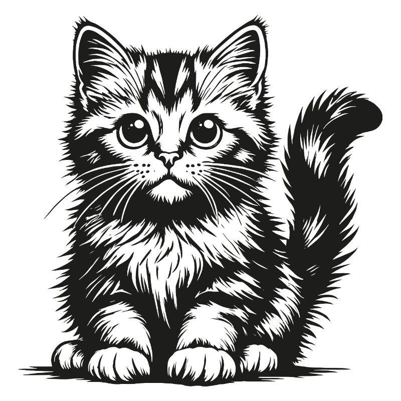 Schwarze Katze in Bleistiftzeichnung