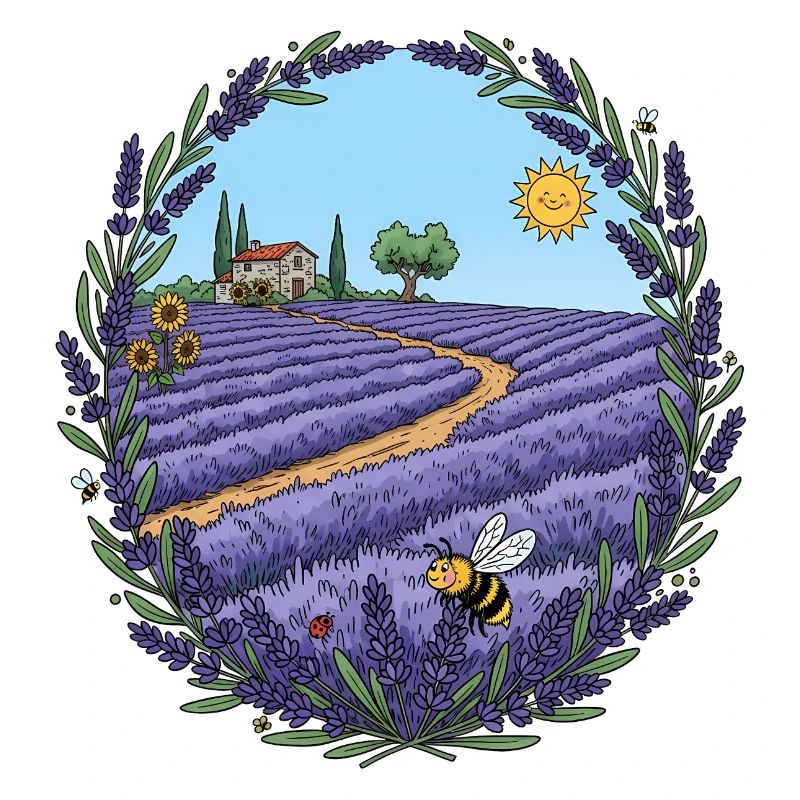 Lavender trail in sunlight