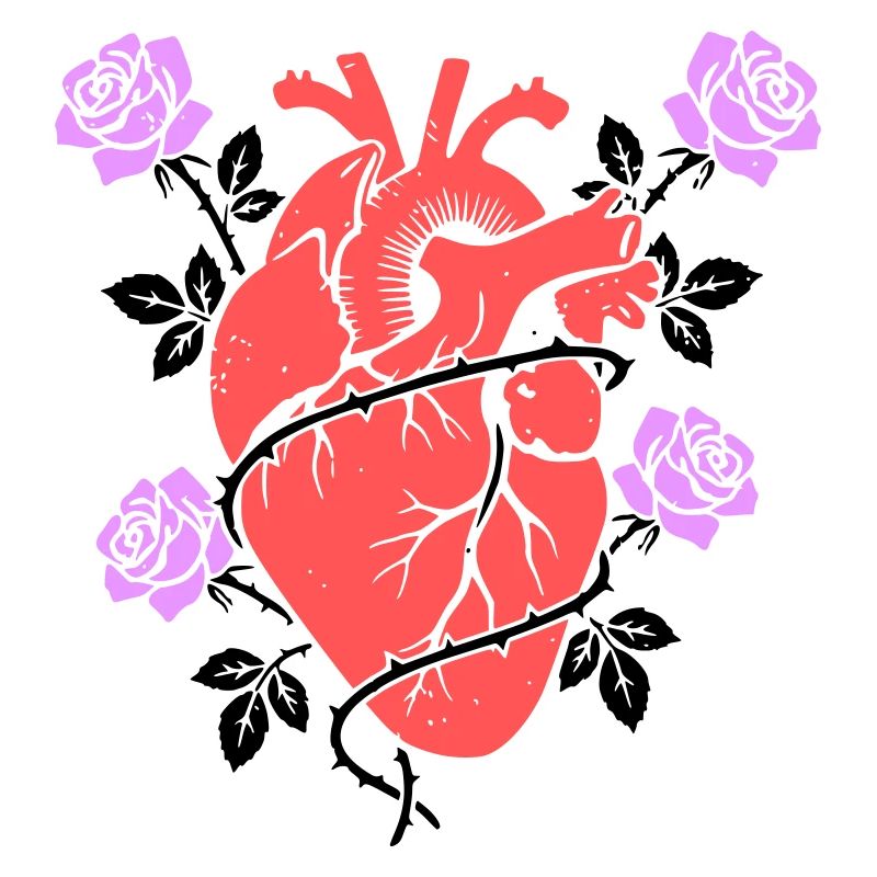 Anatomisches Herz Rosen Bunt