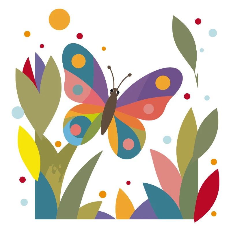 Bunter Schmetterling im Blumenfeld 