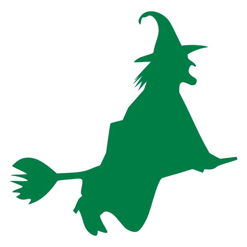 Green Witch Silhouette on Broom