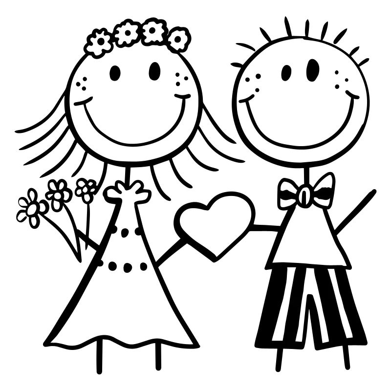 Funny stick figure newlyweds - wedding - fun