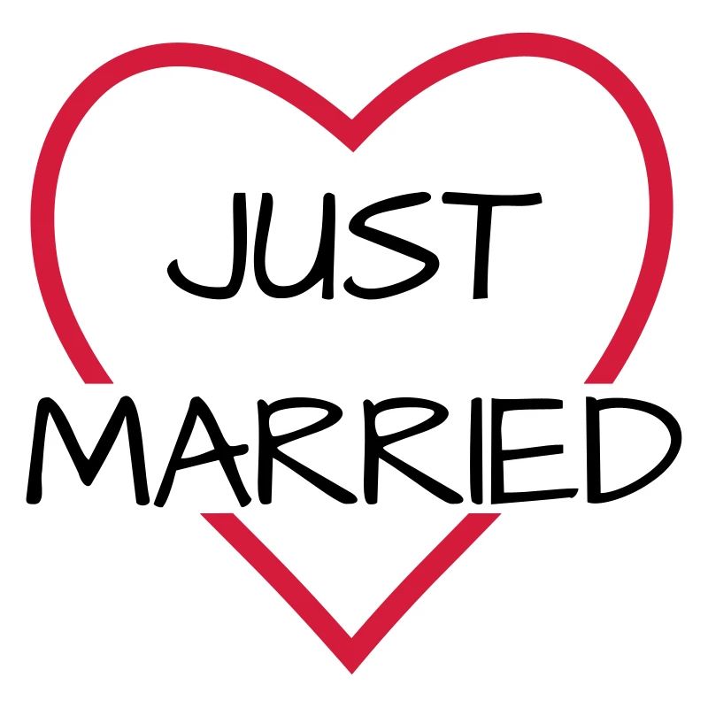 Just married heart wedding partner look
