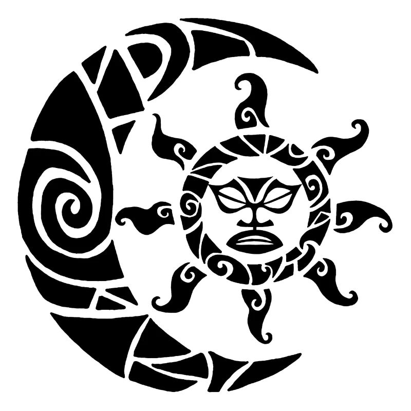 Moon, sun and nature (black)