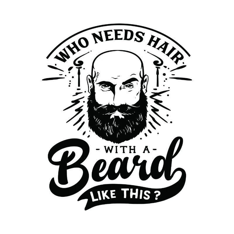 Funny Beard Hipster Men Lettering Typography