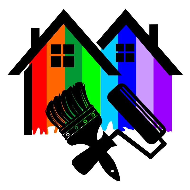 Hausmaler Farbe mit Pinsel und Farbroller