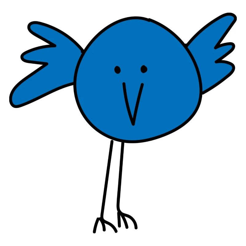 Playful bird face with blue accent