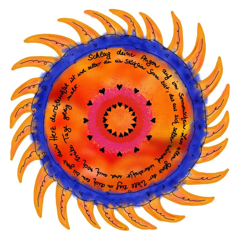 Sonnenschein-Mandala schwarze Schrift