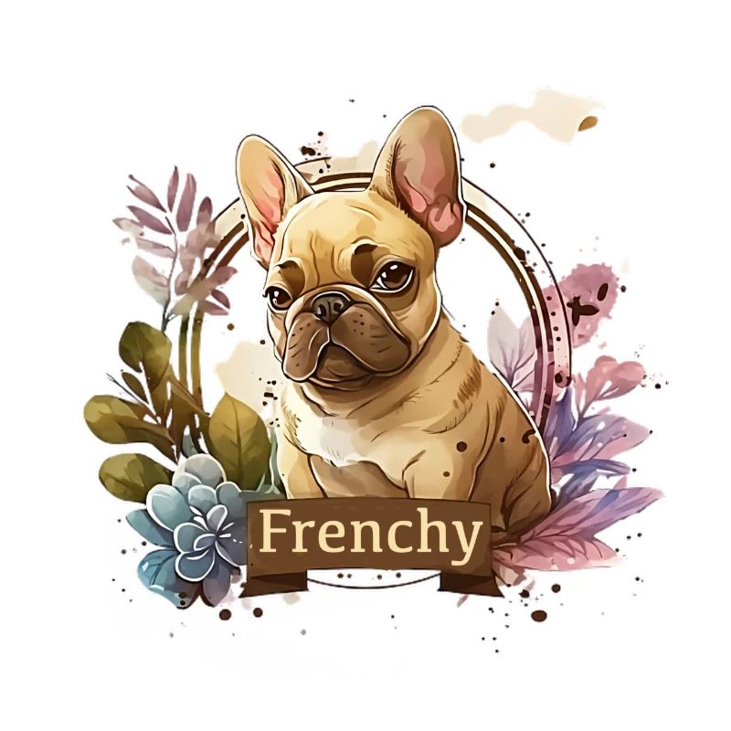Bouledogue français dans cadre fleuri