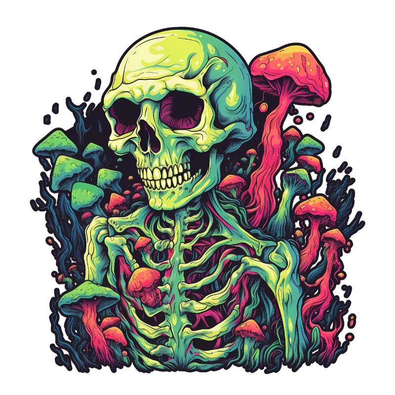 Horror Mushroom Skeleton - Happy Halloween
