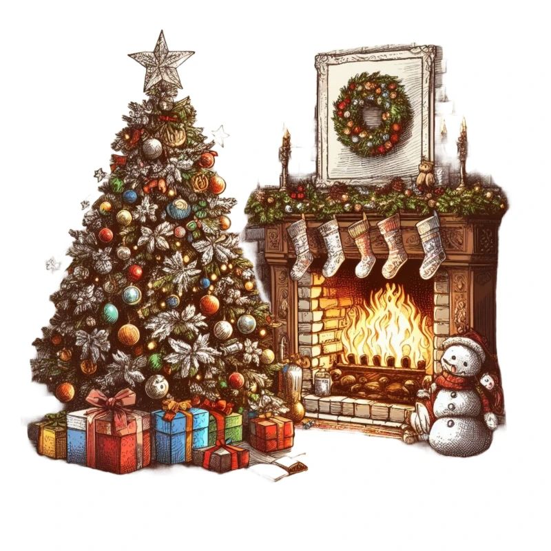 Festive Christmas decoration with Christmas tree