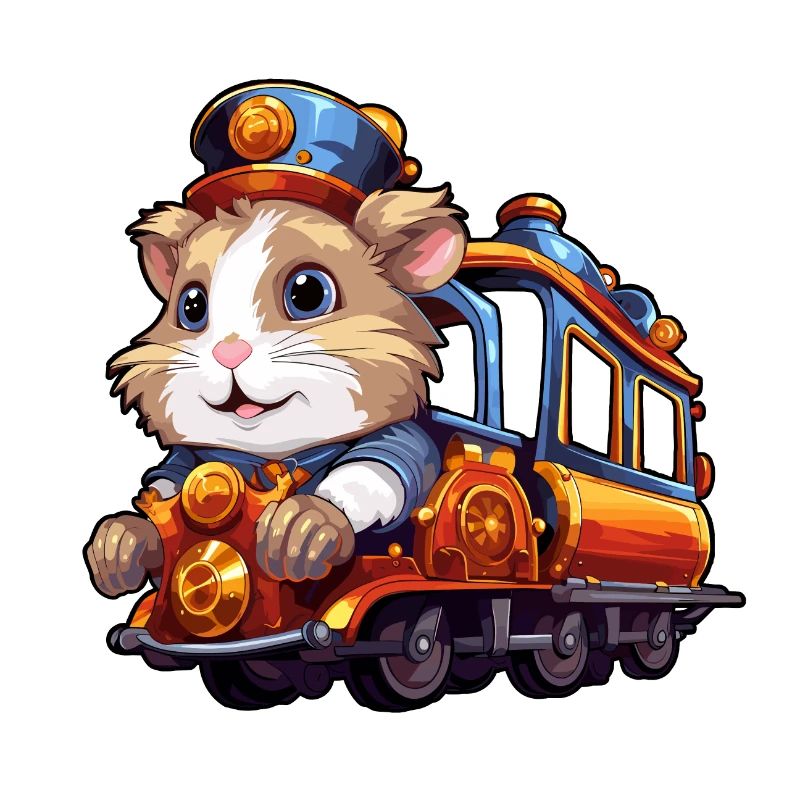 Hamster Rides Train Golden Hamster Dwarf Hamster