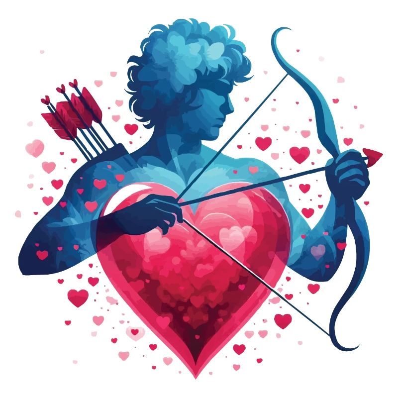 Mythical Cupid with Heart and Bow