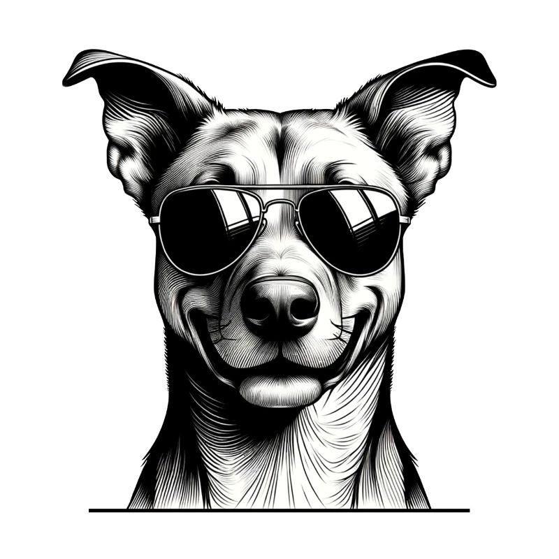 Hund mit Sonnenbrille Linienkunst