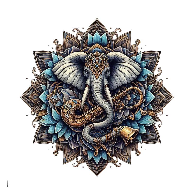Elephant mandala in steampunk style
