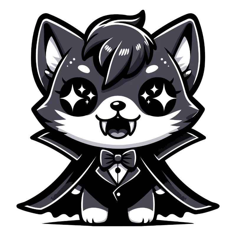 Un chaton vampire de style dessin animé