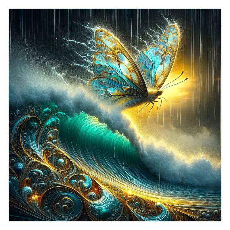 Mythical butterfly on luminescent wave