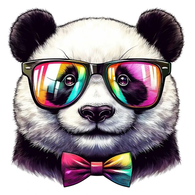 Panda with Glasses and Bow Tie