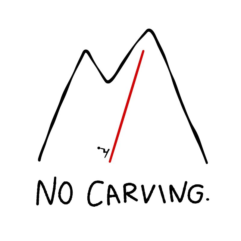 Descente pour skieurs, pas de carving