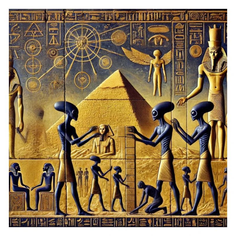 Extraterrestres bleus parmi les Pyramides