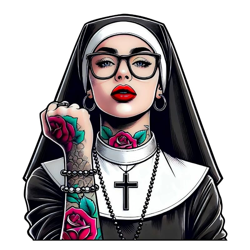 Nun with tattoo