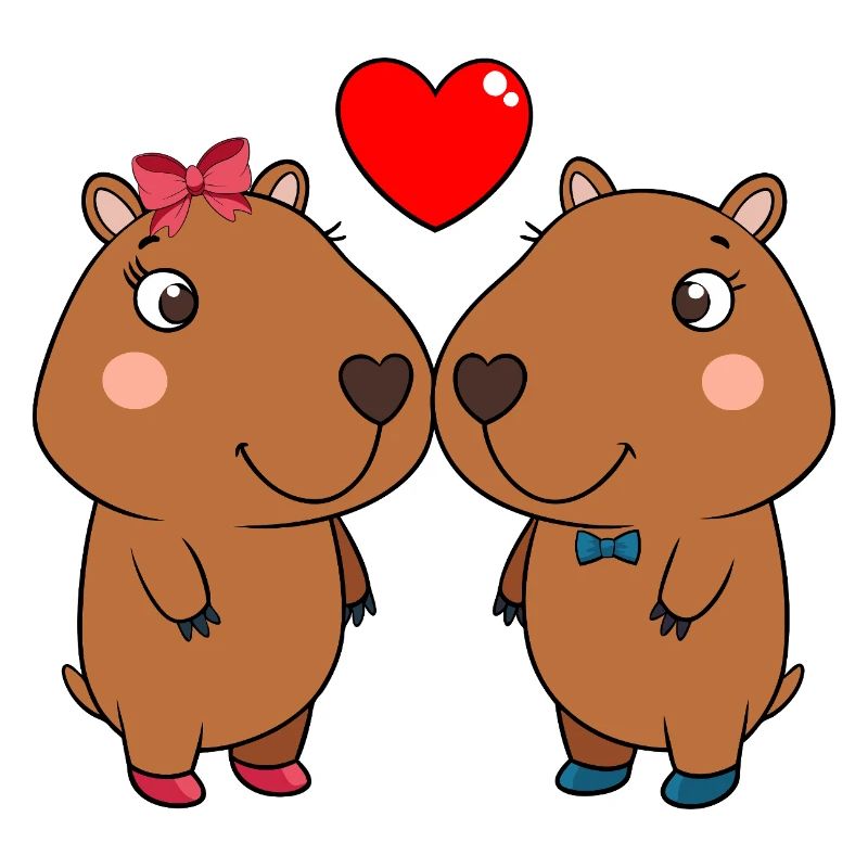 Duo von niedlichen Tieren mit Herz