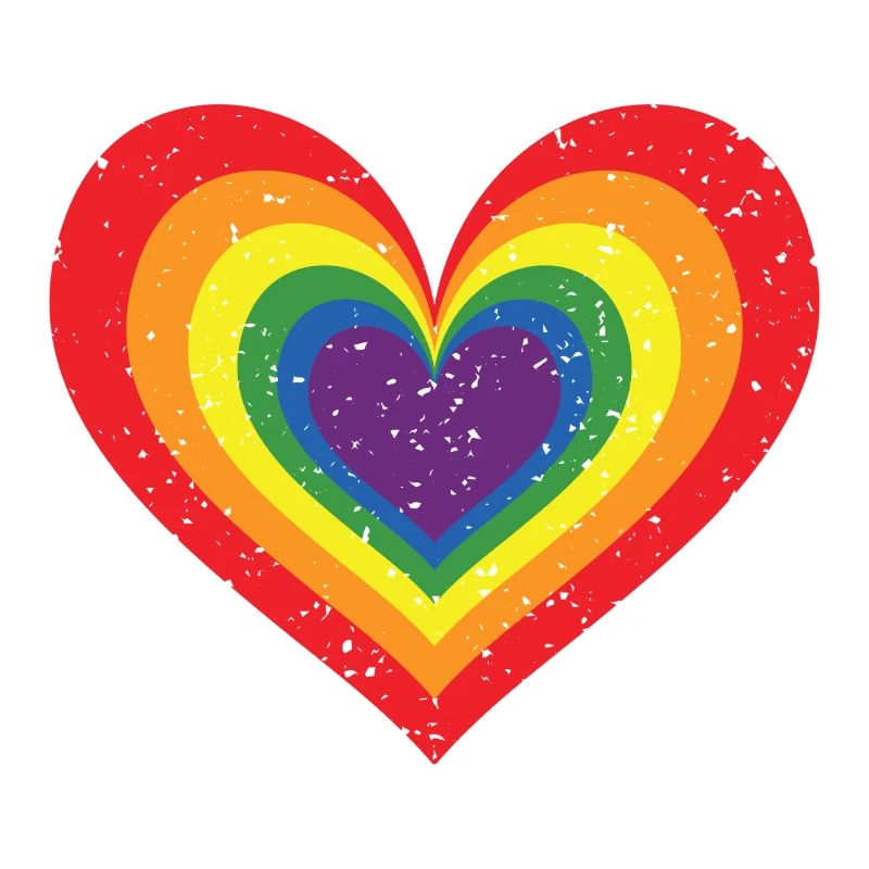 Regenbogen Herz Pride Flagge Farben LGBTQ+ Grunge
