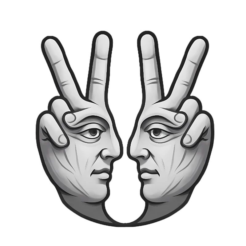 Surrealistic double face hand art