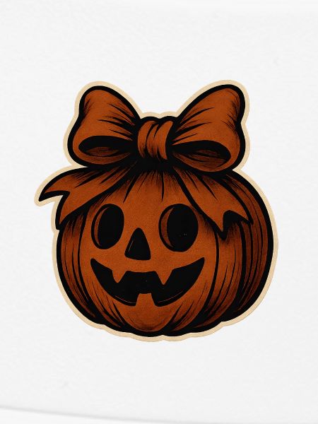Spooky pumpkin with bow