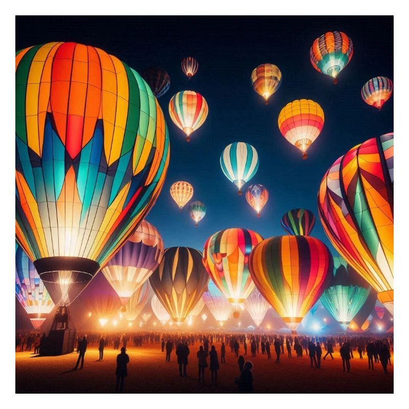 Bunte Nacht-Heißluftballons