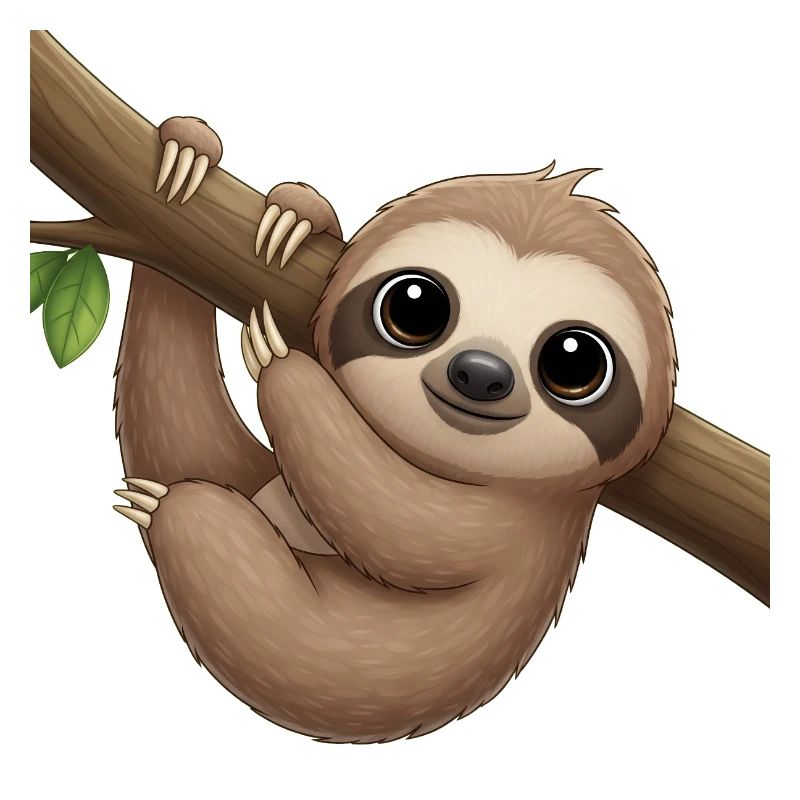 Cute sloth with branch