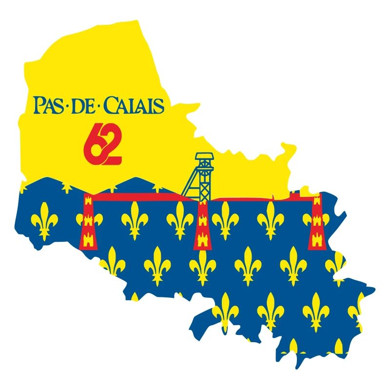 Stylized map of Pas-de-Calais with its symbols