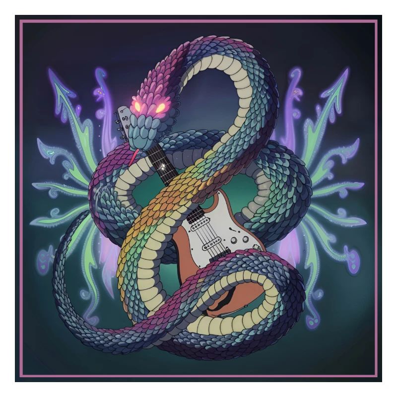 Mythical Serpent Guitar Illustration