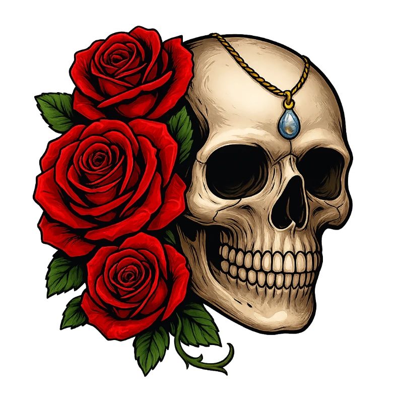 Roses & Skulls Tattoo Design